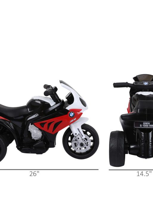 6V 3 Wheeled Electric Motorcycle, Kids Motorcycle Licensed BMW with Headlight, Music, Red
