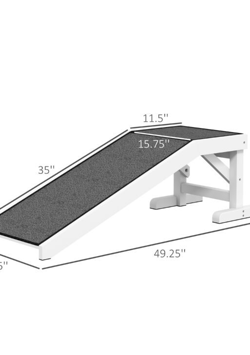 49" Pet Ramp for Dogs & Cats with Non-Slip Carpet, White