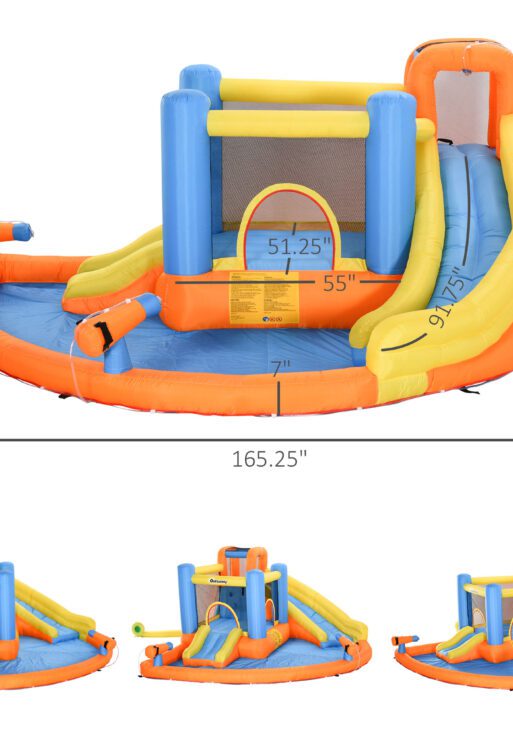 5-in-1 Kids Inflatable Bounce House Jumping Castle with Water Pool, Slide, Climbing Walls & 2 Water Guns