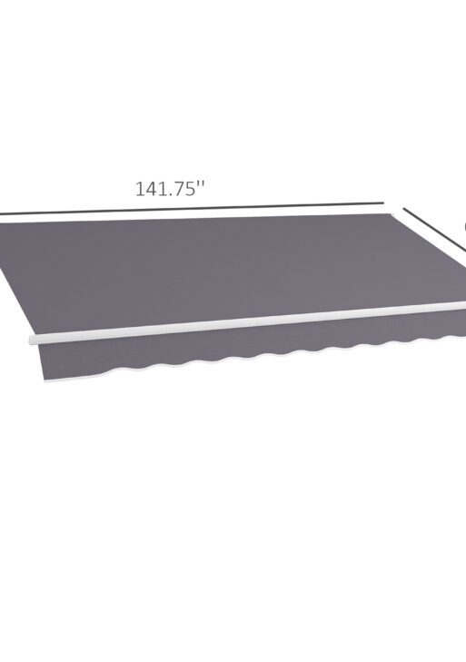 12' x 10' Manual Retractable Awning Outdoor Sunshade Shelter with Adjustable & Versatile Design