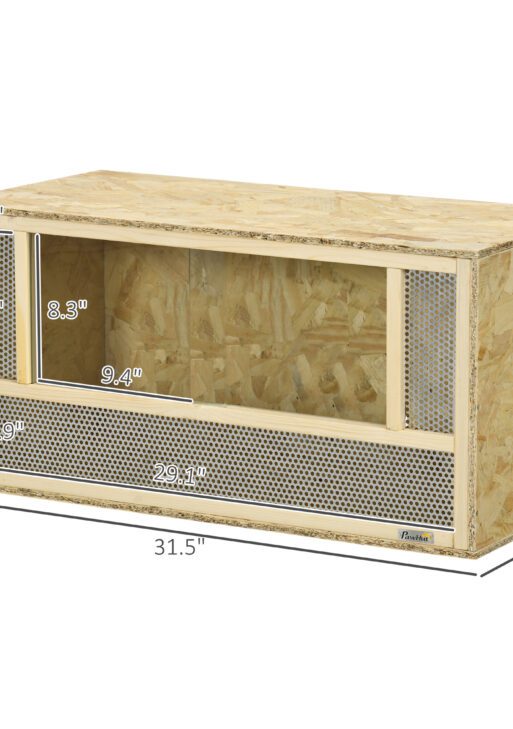 Wooden Reptile Terrarium with Sliding Door for Chameleon, Lizard, Snake, Frog, Turtle, 31.5" x 15.7" x 15.7"