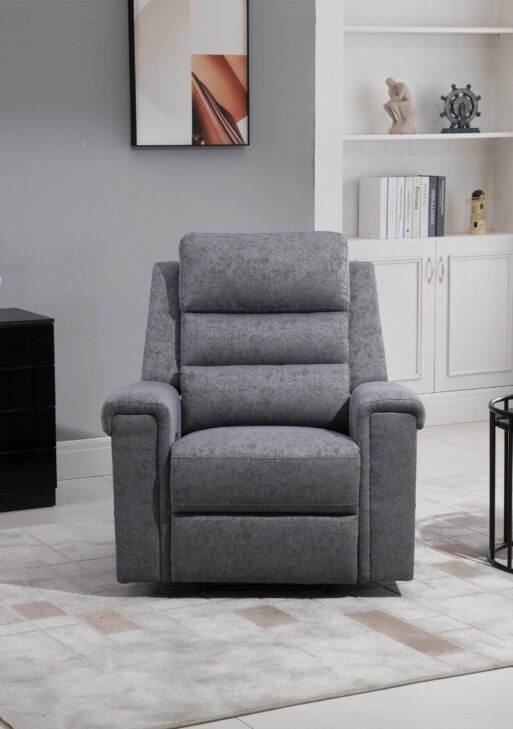Modern Recliner Chair Linen Fabric Single Sofa Home Theater Seating with Overstuffed Armrest and Back, Grey