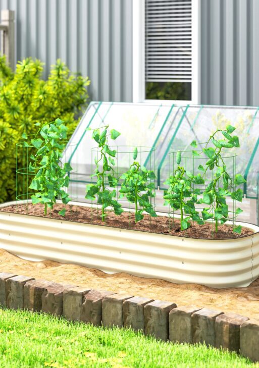 6.4' x 2' x 1' Galvanized Raised Garden Bed Kit, Metal Planter Box with Safety Edging, Cream