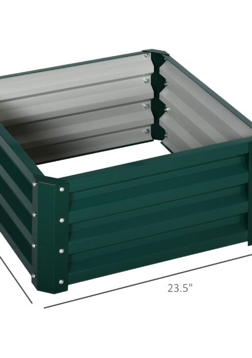Galvanized Raised Garden Bed, Set of 2 Metal Planter Box with Open Bottom, All-Weather Steel Frame, Rust-Resistant, Easy-to-assemble, for Growing Vegetables, Flowers, Green