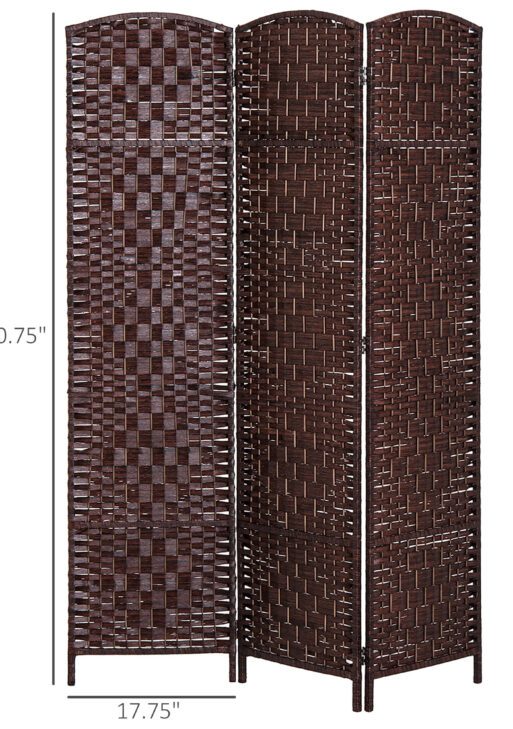 Room Divider, 3 Panel Folding Privacy Screen, 6FT Tall Portable Wicker Weave Partition Wall Divider for Bedroom, Home Office, Brown
