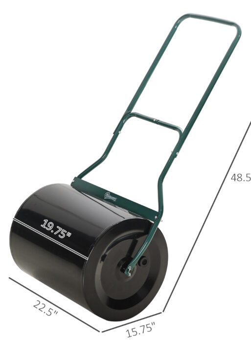 20-Inch Push/Tow Behind Lawn Roller Filled with 16 Gal Water or Sand, Perfect for Flattening Sod in the Garden