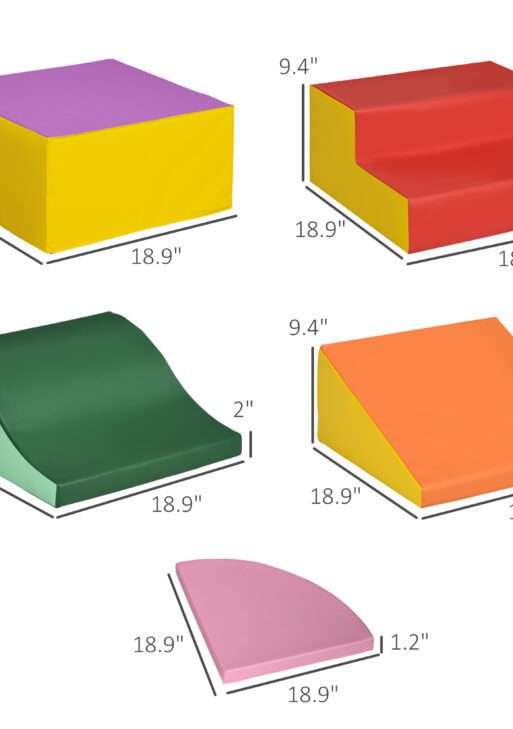 6-Pieces Foam Climbing Blocks for Toddlers 1-3 Years, Soft Play Set for Climb and Crawl, Assorted