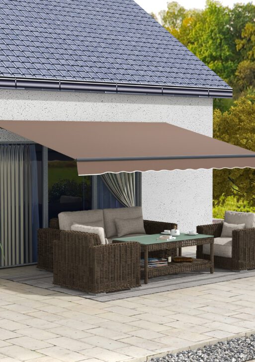 13' x 10' Retractable Awning, 280gsm UV Resistant Sunshade Shelter for Deck, Balcony, Yard, Coffee