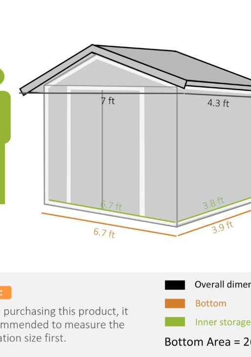 7x4 Storage Shed, Outdoor Garden Tool Shed with Foundation Kit, Vents & Sliding Doors for Backyard Patio, Brown
