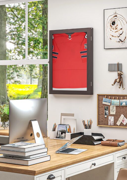 23.5" x 31.5" UV-Resistant Sports Jersey Frame Display Case, Brown