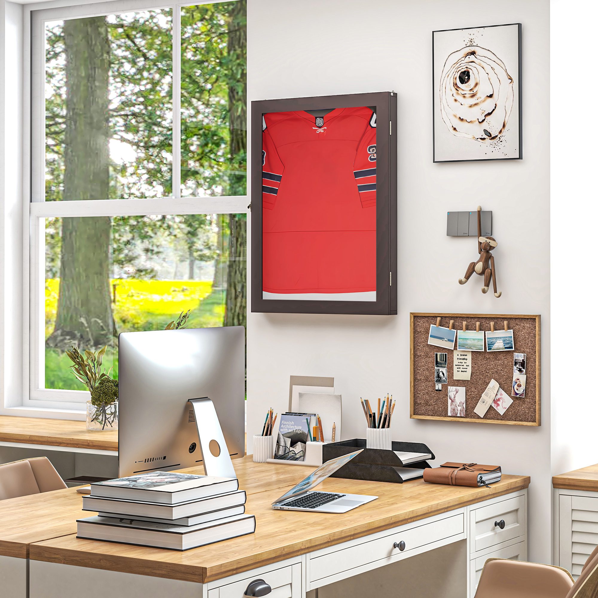 23.5" x 31.5" UV-Resistant Sports Jersey Frame Display Case, Brown