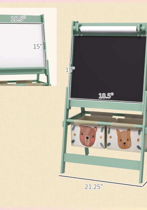 Art Easel for Kids with Paper Roll, Blackboard, Whiteboard, Storage