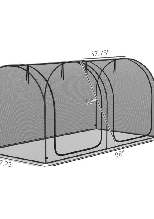 8' x 4' Crop Cage, Plant Protection Tent with Two Zippered Doors, Storage Bag and 4 Ground Stakes, for Garden, Yard, Lawn, Black