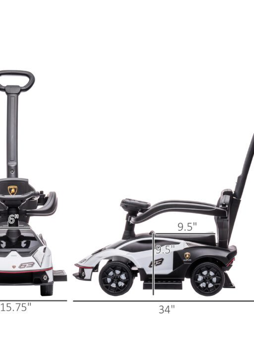 Toddler Push Car, Lamborghini Stroller Walking Car Age for 1-3, White