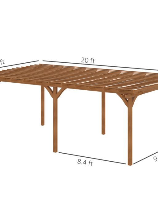 12' x 20' Outdoor Pergola, Wood Gazebo Grape Trellis with Stable Structure for Climbing Plant Support, Garden, Patio, Backyard, Deck