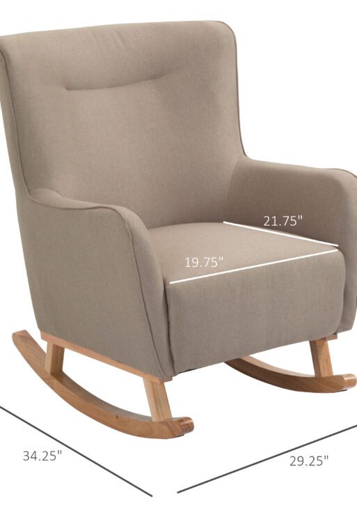 Modern Rocking Chair Sofa Armchair Modern Accent Chair with Thick Padding, Winged Back for Living Room, or Bedroom, Greige