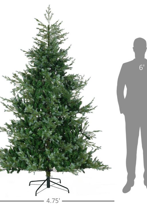 7.5' Artificial Wide Christmas Tree Holiday Décor, with Easy-to-Shape Branches, Auto Open, Steel Base, Green