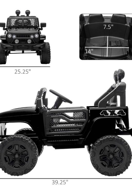 12V Battery Powered Kids Ride On Car Off Road Truck Toy w/ Parent Remote, Black