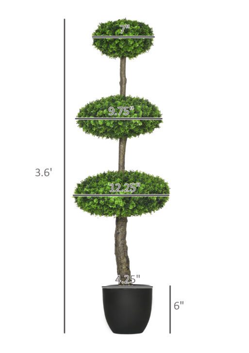 Set of 2 Artificial Boxwood Topiary Trees in Pots, 43.25" Artificial Plants Faux Trees for Home Office, Living Room Decor, Indoor & Outdoor