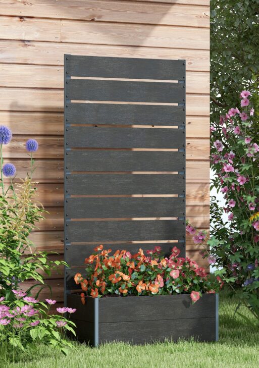 Trellis Planter for Climbing Plants, Raised Garden Bed with Trellis, Planter Box for Outdoor, 28.25" x 15" x 59", Black