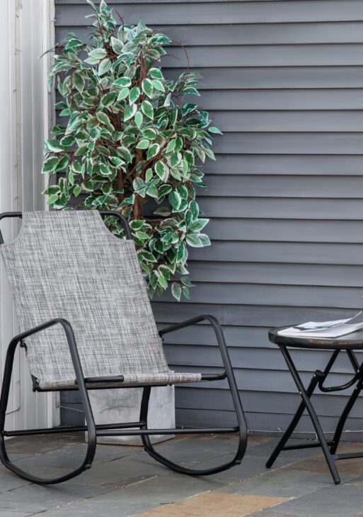 Garden Rocking Chair, Outdoor Indoor Sling Fabric Rocker for Patio, Balcony, Porch, Grey