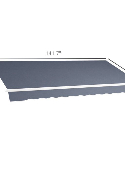 12' x 8' Patio Awning, Canopy Retractable Sun Shade Shelter w/ Manual Crank Handle for Deck, Yard, Dark Gray