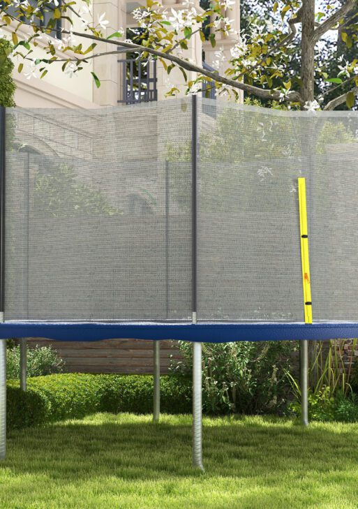 Trampoline Safety Net for 14ft Round Trampoline with 8 Straight Poles Poles Not Included, Weather Resistant Trampoline Net Replacement Enclosure with Yellow Zippered Entrance, Yellow