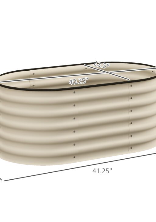 3.4' x 2' x 1.4' Galvanized Raised Garden Bed Kit, Metal Planter Box with Safety Edging, Cream