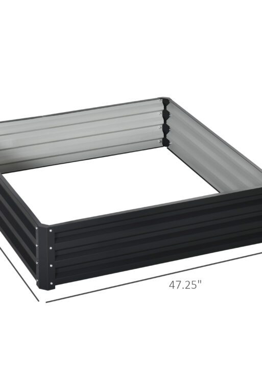 Galvanized Raised Garden Bed, 4' x 4' x 1' Metal Planter Box, for Growing Vegetables, Flowers, Herbs, Succulents, Gray
