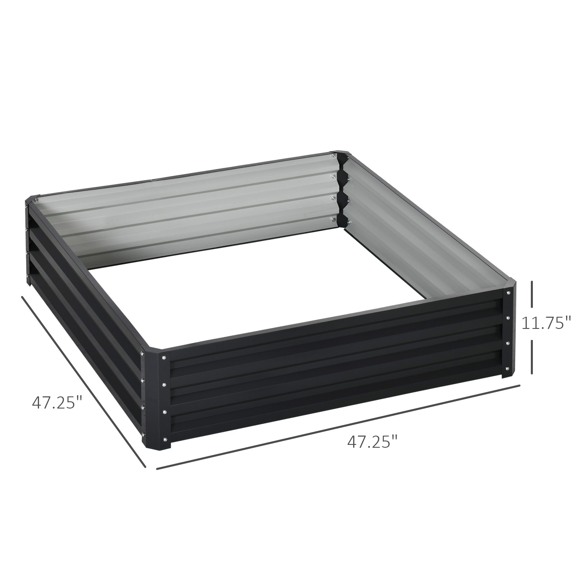 Galvanized Raised Garden Bed, 4' x 4' x 1' Metal Planter Box, for Growing Vegetables, Flowers, Herbs, Succulents, Gray - Image 1