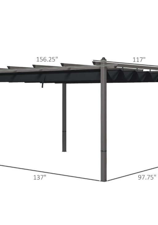 10' x 13' Retractable Pergola Canopy, Aluminum Pergola Sun Shade Shelter for Garden, Patio, Backyard, Deck, Gray