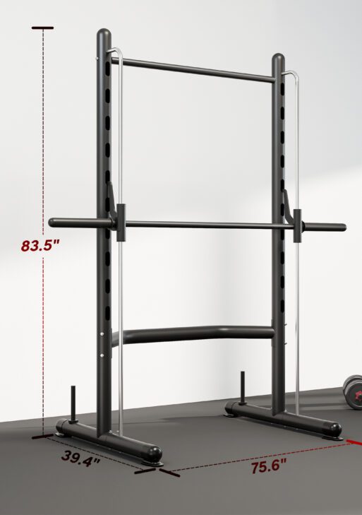 Squat Rack with Pull Up Bar and Barbell Bar Adjustable Bench Press Multi-Function Weight Lifting Half Rack Black