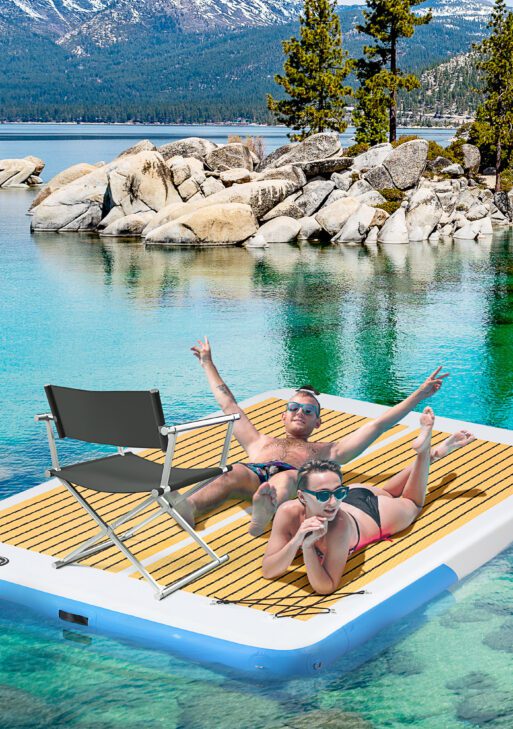 10' x 6' Inflatable Dock with Non-Slip Surface, Pump and Bag Floating Dock for Lake, Beach & Pool Recreation