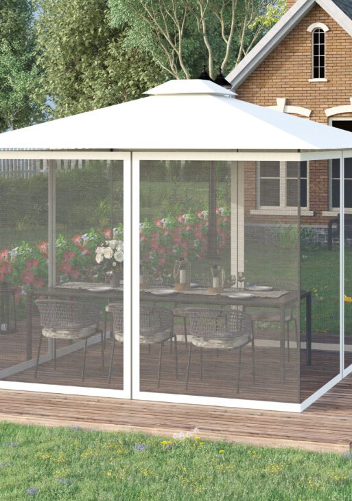 Universal Replacement Mesh Sidewall Netting for 9.84' x 13.1' Gazebos and Canopy Tents with Zippers, (Sidewall Only) White