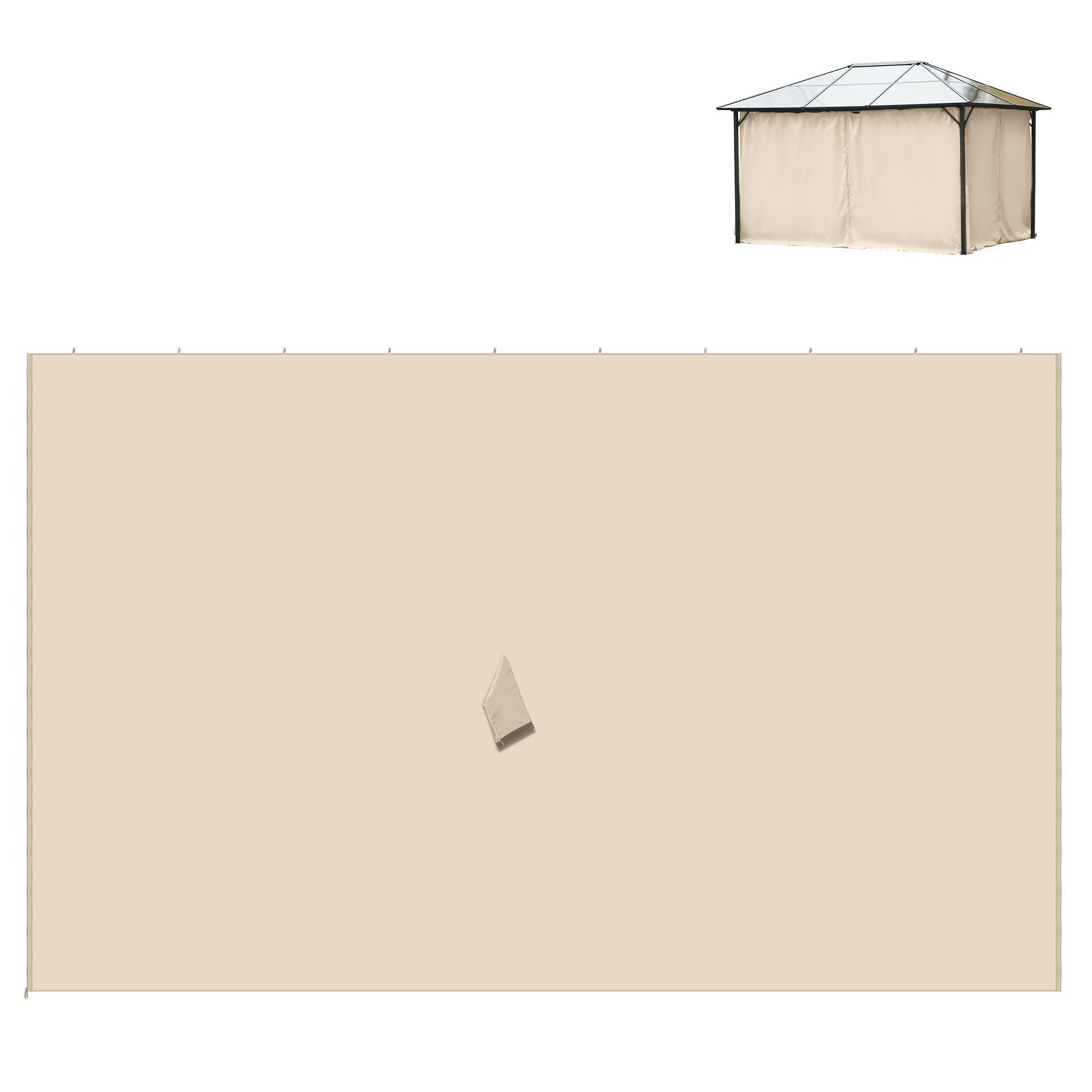9.84' x 13.1' Gazebo Sidewall Set with Hooks/C-Rings, Beige - Image 6
