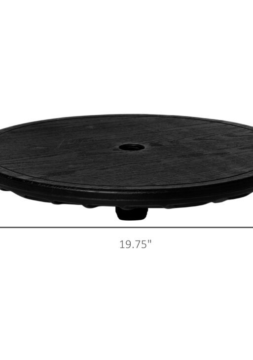 20" Umbrella Table Tray, Easy to Install Table-Top, Round Portable for Swimming Pool, Beach, Patio, Deck, Garden, Black
