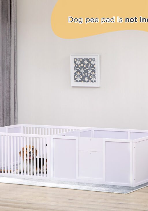 Whelping Box for Dogs Built for Mother's Comfort, Dog Whelping Pen with Removable Doors, Puppy Playpen for Indoors, Newborn Puppy Supplies & Essentials, 81" x 39" x 20", White