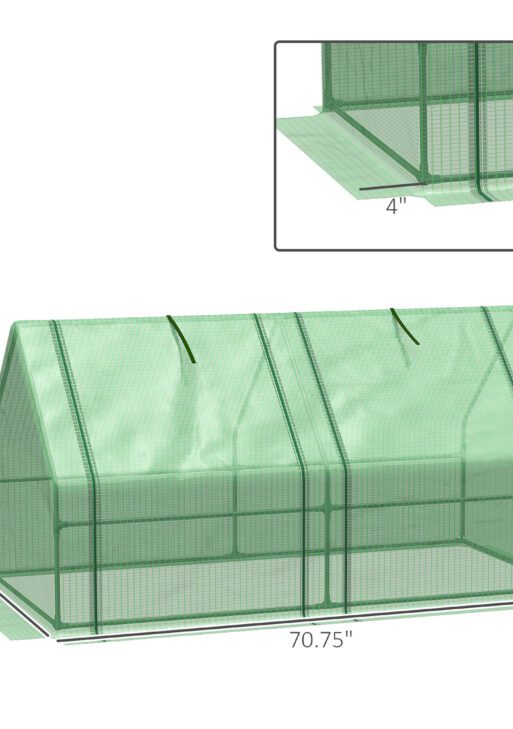6' x 3' x 3' Mini Greenhouse with Zippered Doors & Roll-up Windows, Portable Plant Hot House with Durable PE Cover, Water Resistant, UV Protected for Outdoor Flowers, Vegetables, Green
