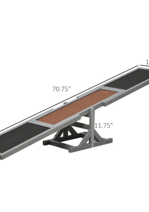 Wooden Dog Agility Seesaw for Training and Exercise, Gray