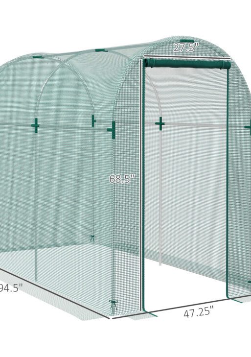 Galvanized Steel Crop Cage, Plant Protection Tent with Zippered Door, 4' x 8', Green
