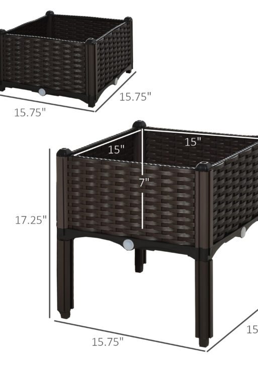2-Piece Raised Garden Bed with Legs, Self-Watering Planter Box Raised Bed to Grow Flowers, Herbs & Vegetables, Brown