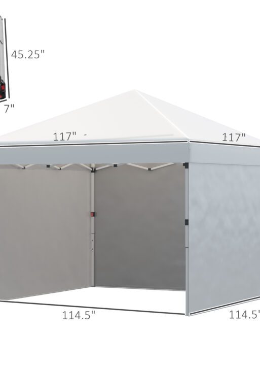 10' x 10' Pop Up Canopy Tent with 3 Sidewalls, Leg Weight Bags and Carry Bag, Height Adjustable, Instant Party Tent Event Shelter Gazebo for Garden, Patio, Cream