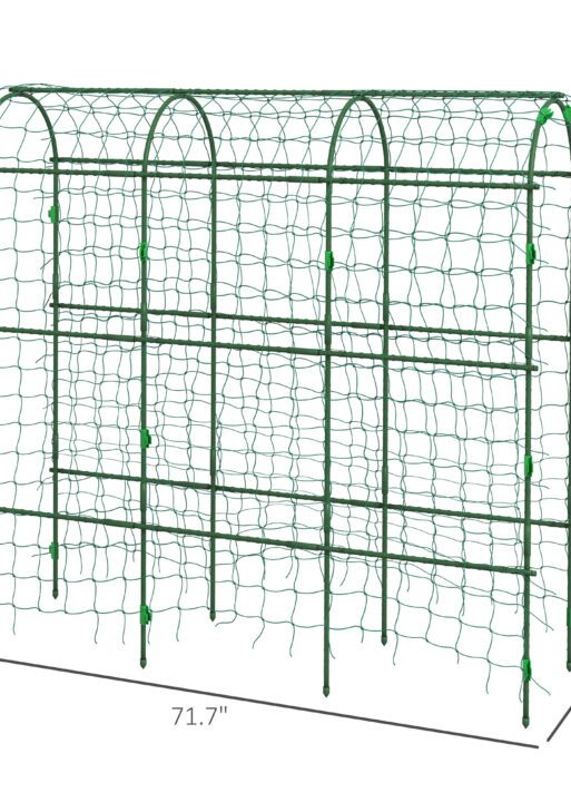 Metal Garden Trellis, Arch Trellis for Climbing Plants Outdoor, A-Frame, with Climbing Net, 17" x 72" x 72", Green