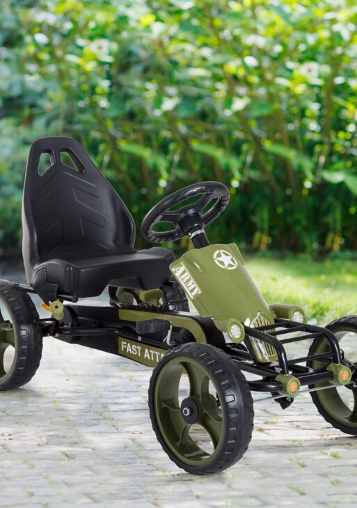 Pedal Go Kart for Kids with Adjustable Seat for 3-6 Year Old Boys and Girls, Green