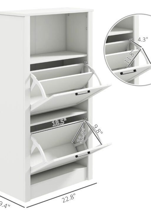 Shoe Cabinet, Freestanding Shoe Storage Cabinet Organizer with 2 Flip Drawers, Adjustable Shelves, and Open Compartment for Entryway Hallway, Holds 10 Pairs of Shoes