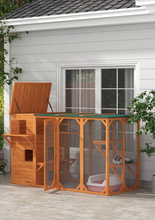 Large Outdoor Cat House for 3 Kitties, Multi-Level Design with Big Hiding Areas 2 Stories & Multiple Platforms Cat Condo