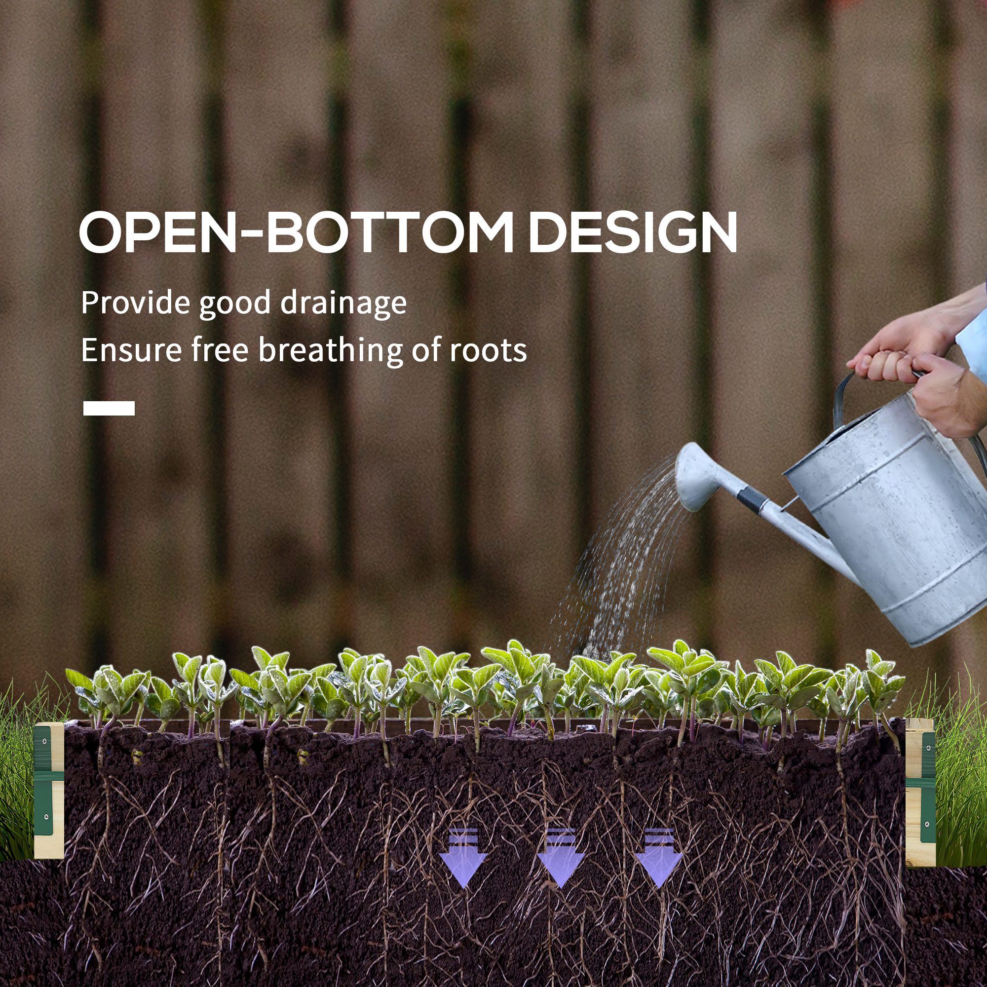 12 Pockets Raised Garden Bed with Greenhouse and Roll Up Windows, Wooden Planter Box Kit with Cover, Dual Use for Vegetables, Flowers, 4' x 3' x 2' - Image 4