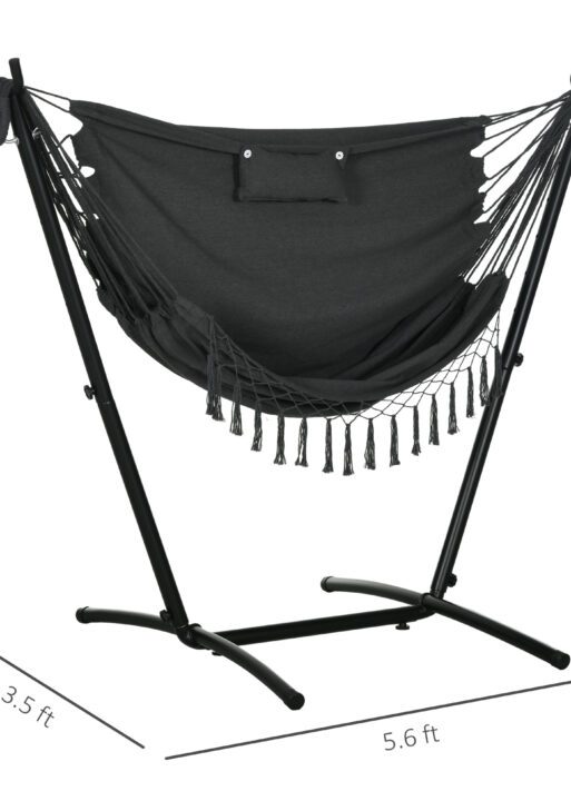 U Shape Stand Hammock Chair, Headrest Include Hammock Swing, Dark Gray