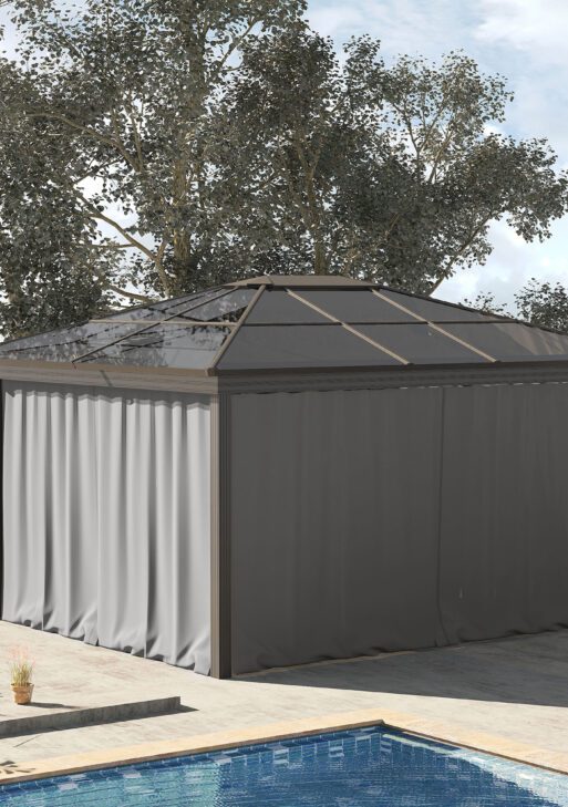 9.84' x 9.84' Gazebo Sidewall Set with Hooks/C-Rings, Gray