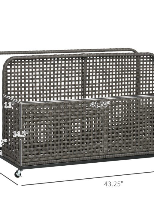 Pool Float Storage, Pool Caddy, with Wheels, 43.25" L x 22.5" W x 28" H, Light Gray